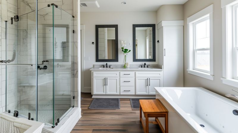 Modern bathroom with walk-in shower